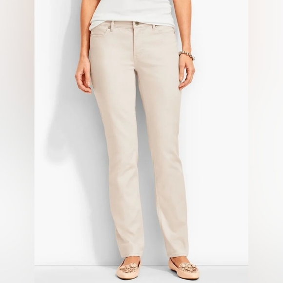 Talbots Flawless Five Pocket Straight Leg Pants Off White Beige Size 16 W Short - Picture 1 of 12